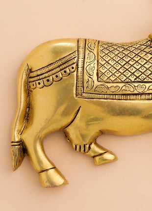 Brass Kamdhenu  Cow Wall Hanging Set (7 Inch)