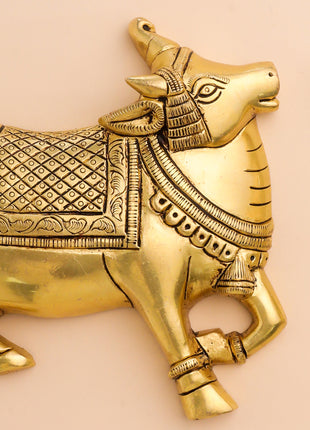 Brass Kamdhenu Cow Wall Hanging Set (7 Inch)