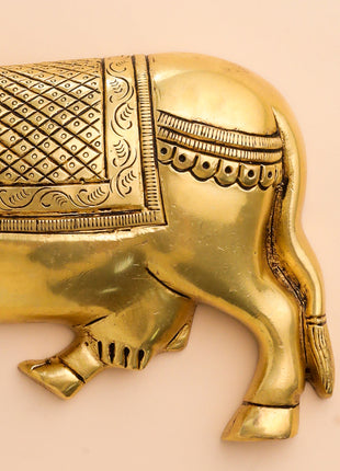 Brass Kamdhenu  Cow Wall Hanging Set (7 Inch)