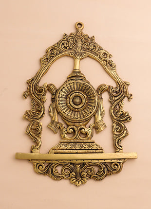 Brass Shankh Chakra Namah Wall Hanging Set (12.5 Inch)