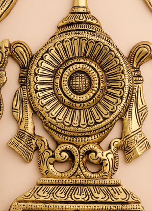 Brass Shankh Chakra Namah Wall Hanging Set (12.5 Inch)