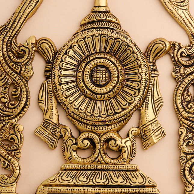 Brass Shankh Chakra Namah Wall Hanging Set (12.5 Inch)