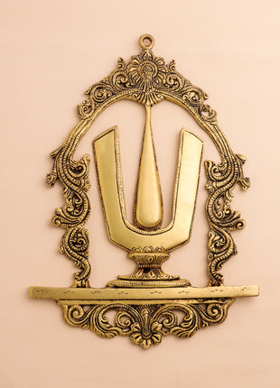 Brass Shankh Chakra Namah Wall Hanging Set (12.5 Inch)