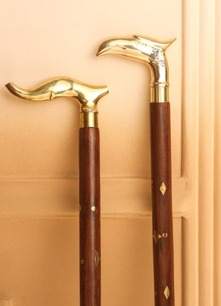 Brass Wooden Walking Stick (37 Inch)