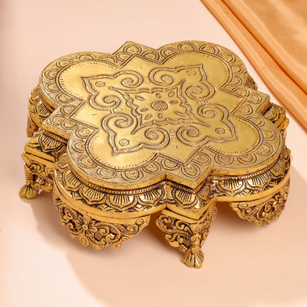 Brass Ethnic Chowki (4 Inch)