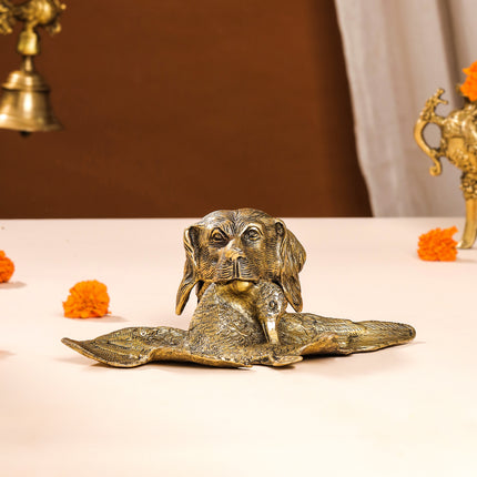 Brass Dog Inkwell/Ink Pot (4 Inch)