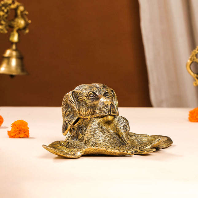 Brass Dog Inkwell/Ink Pot (4 Inch)