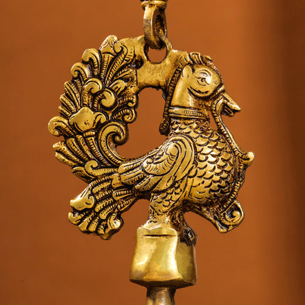 Brass Peacock Wall Hanging Temple Bell (28 Inch)