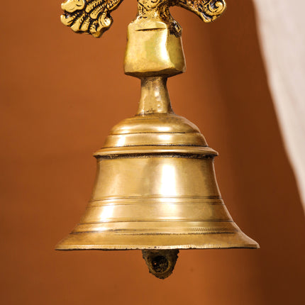 Brass Peacock Wall Hanging Temple Bell (28 Inch)