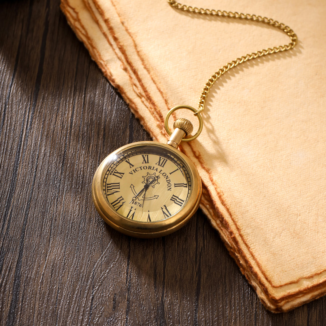 Brass Pocket Watch With Leahther Pouch (2 Inch) - Main Image