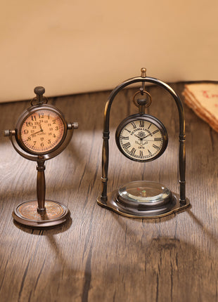 Brass Table Clock With Watch