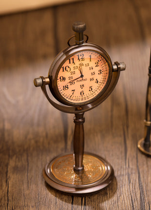 Brass Table Clock With Watch