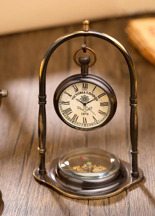 Brass Table Clock With Watch