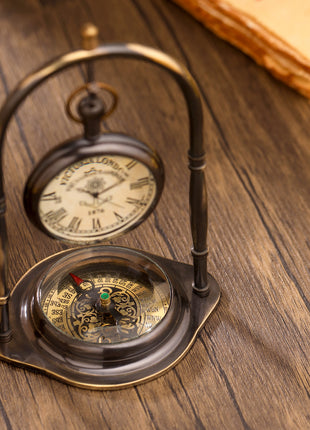 Brass Table Clock With Watch