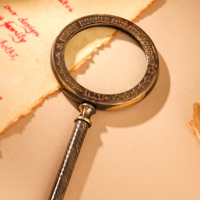 Brass Magnifying Glass With Leather Pouch