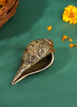 Brass Lord Ganesha Conch (2.2 Inch)