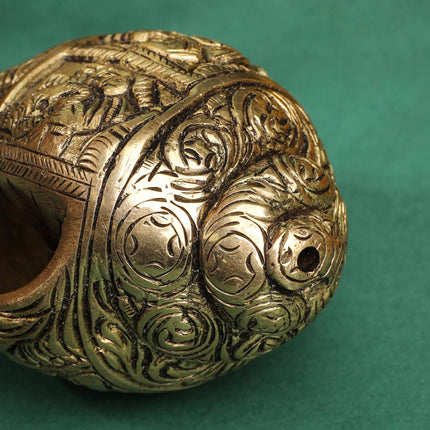 Brass Lord Ganesha Conch (2.2 Inch)