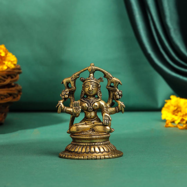 Brass Goddess Gaja Lakshmi Idol (3.5 Inch)
