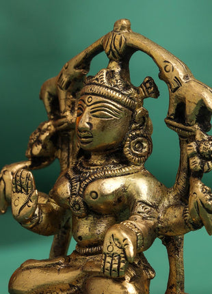 Brass Goddess Gaja Lakshmi Idol (3.5 Inch)
