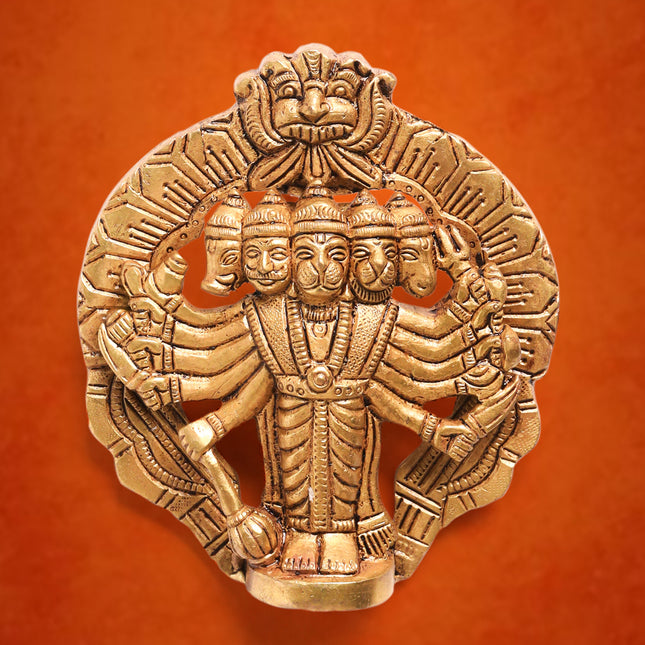 Brass Panchmukhi Hanuman Wall Hanging (4 Inch)