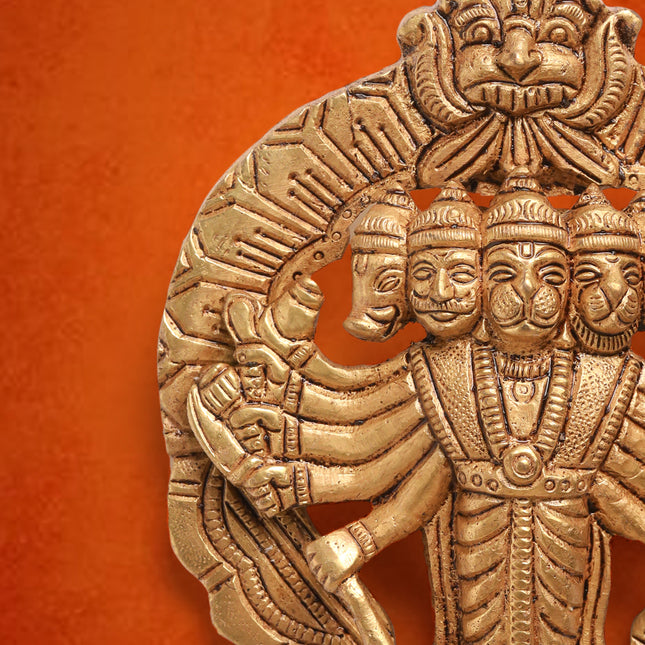 Brass Panchmukhi Hanuman Wall Hanging (4 Inch)