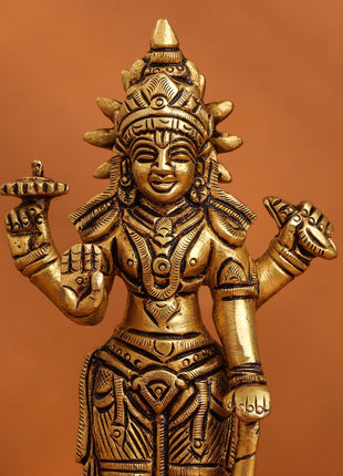 Brass Superfine Lord Vishnu On Lotus Idol (6 Inch)