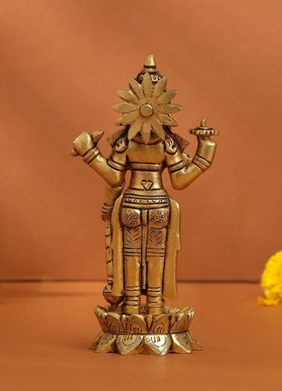 Brass Superfine Lord Vishnu On Lotus Idol (6 Inch)