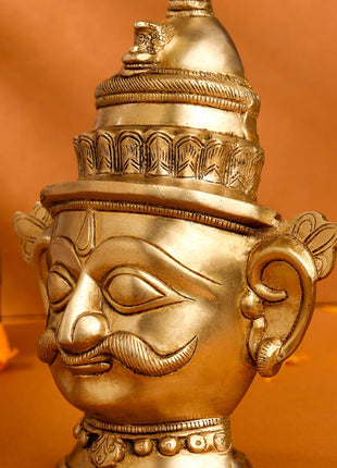 Brass Shiva Head Statue (9 Inch)