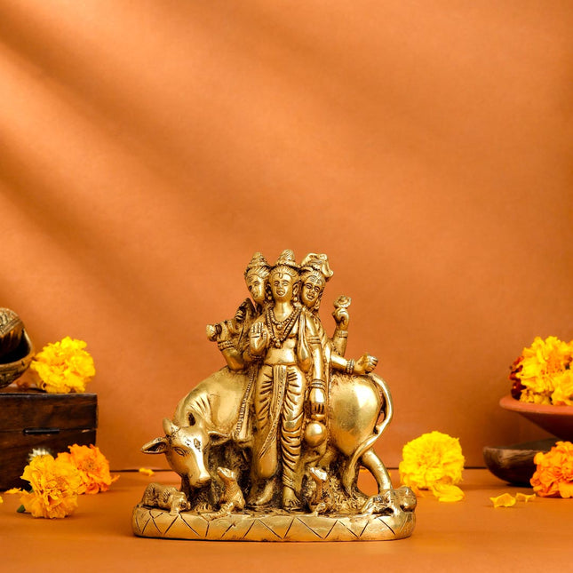 Brass Lord Dattatreya Idol (6.5 Inch)