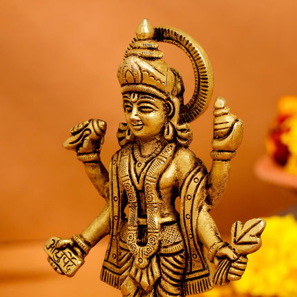Brass Lord Dhanvantari Idol (6 Inch)