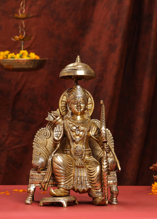 Brass Lord Ram On Throne (Singhasan) Idol (15 Inch)