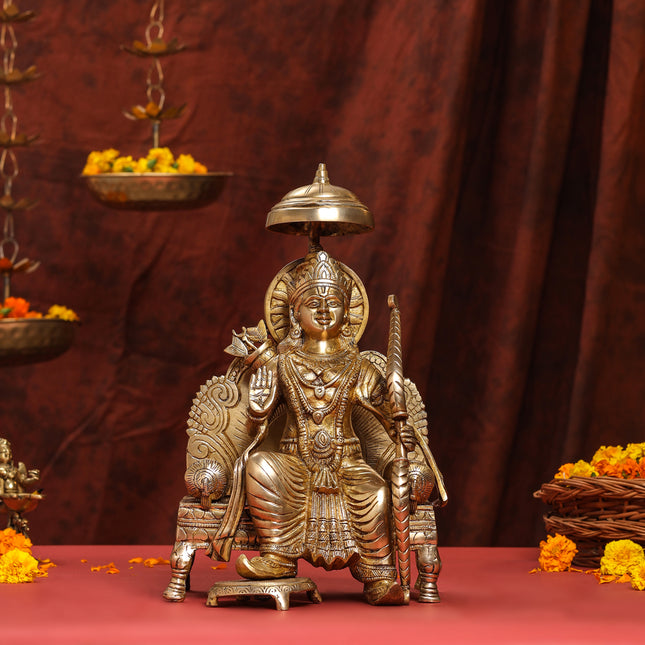 Brass Lord Ram On Throne (Singhasan) Idol (15 Inch)