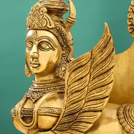 Brass Superfine Kamdhenu Cow With Calf Idol (17 Inch)