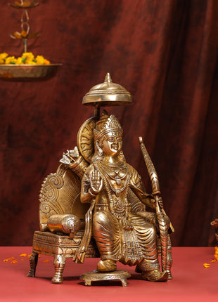 Brass Lord Ram On Throne (Singhasan) Idol (15 Inch)