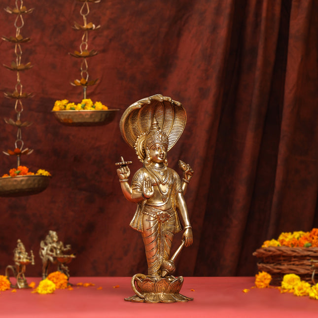 Brass Standing Lord Vishnu Idol (16.5 Inch)