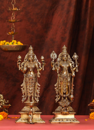 Brass Standing Vishnu Lakshmi Set (15 Inch)