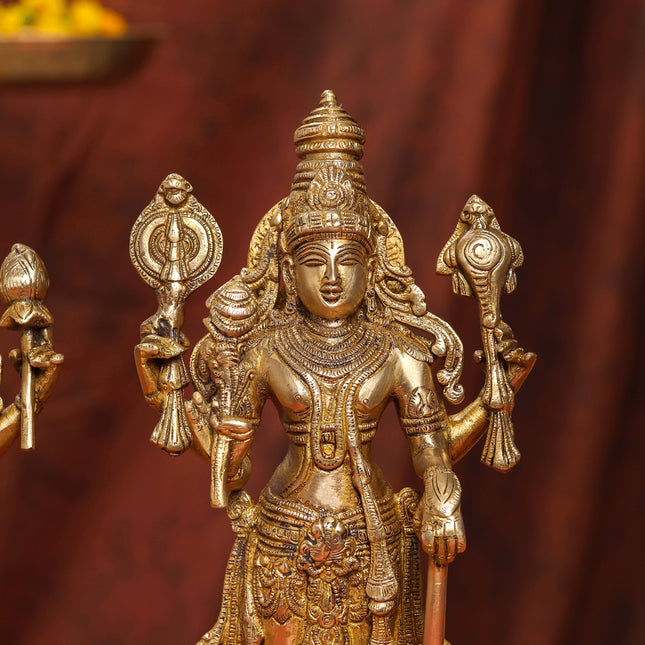 Brass Standing Vishnu Lakshmi Set (15 Inch)