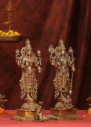 Brass Standing Vishnu Lakshmi Set (15 Inch)