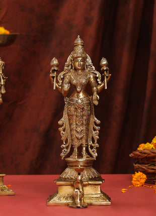 Brass Standing Vishnu Lakshmi Set (15 Inch)