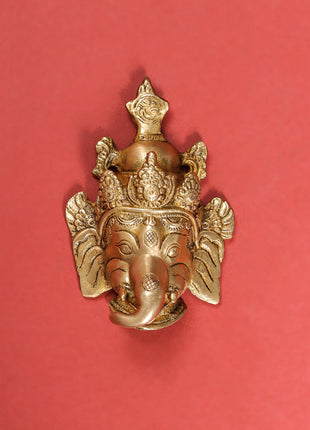 Brass Ganesha Face Wall Hanging (6 Inch)