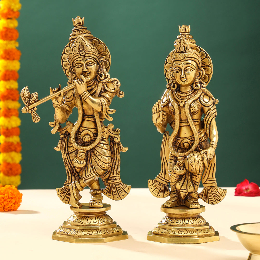 Radha Rani Set Brass Superfine Radha krishna Idols Set (12 Inch) – Vedansh Craft