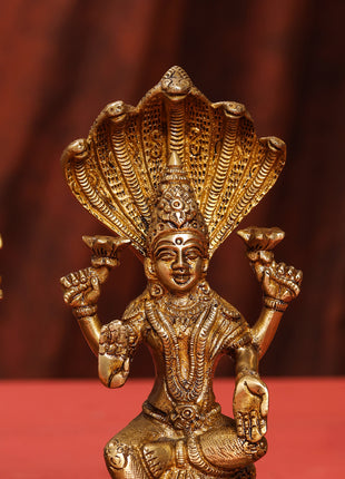 Brass Sitting Vishnu Lakshmi Set (8.5 Inch)