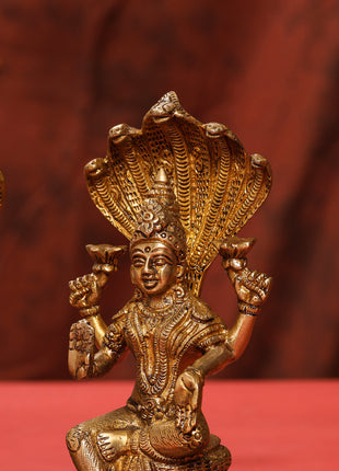 Brass Sitting Vishnu Lakshmi Set (8.5 Inch)