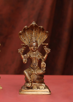 Brass Sitting Vishnu Lakshmi Set (8.5 Inch)