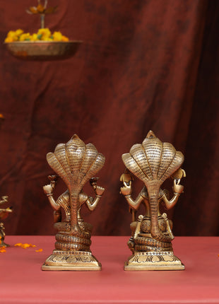 Brass Sitting Vishnu Lakshmi Set (8.5 Inch)