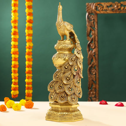 Brass Decorative Peacock Showpiece (20 Inch)