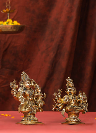Brass Shiva Parvati Sitting Statue