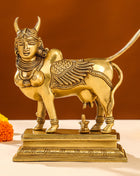 Brass Superfine Kamdhenu Cow Idol (9.5 Inch)