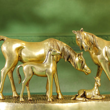 Brass Modern Horse Showpiece (11 Inch)