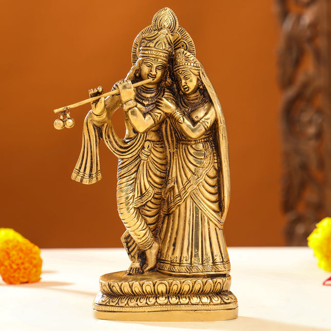 Brass Superfine Radha Krishna Idol (9 Inch)
